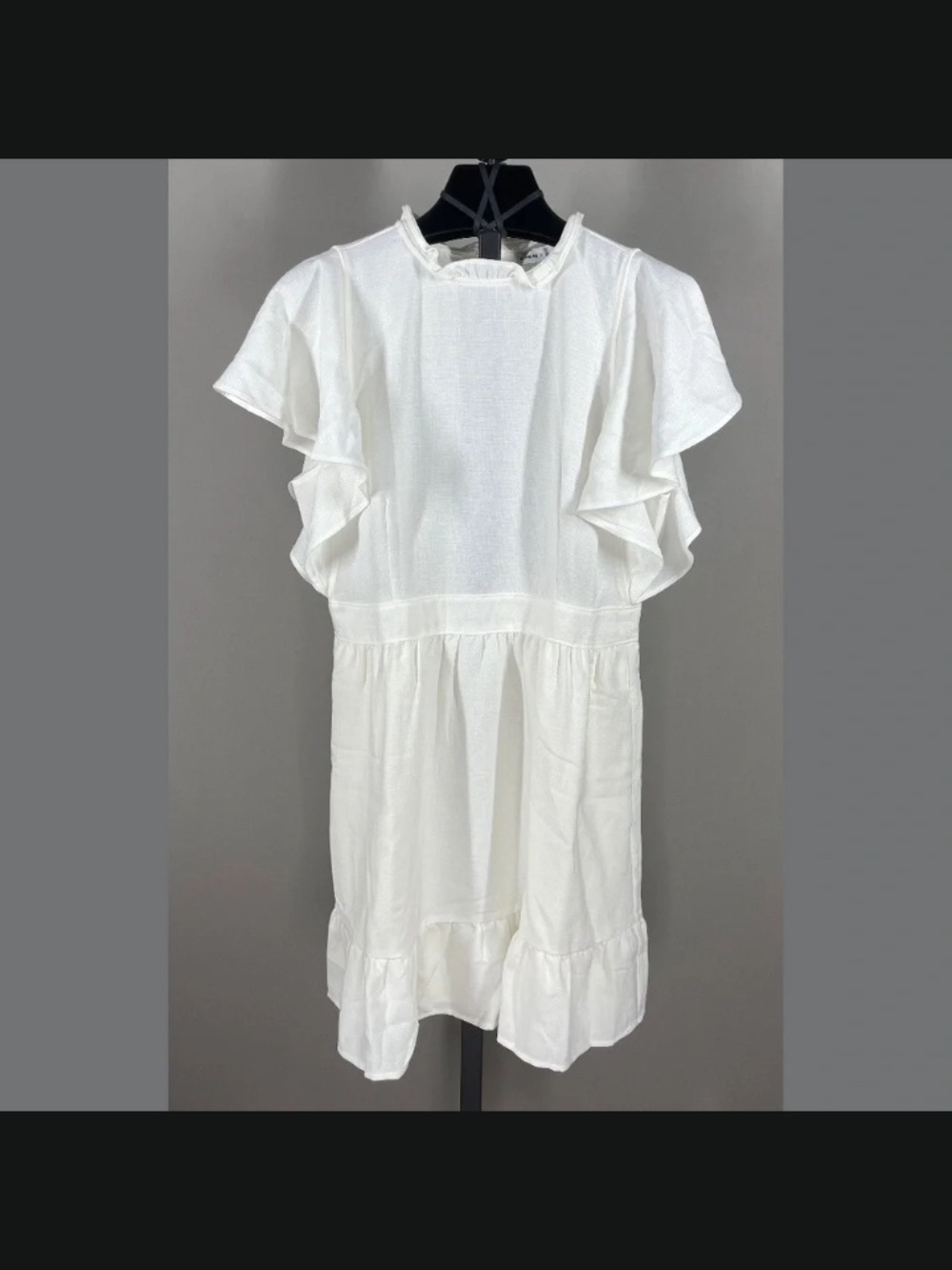 NEW Express Ladygang Dress Womens 10 white ruffle sheath preppy classic